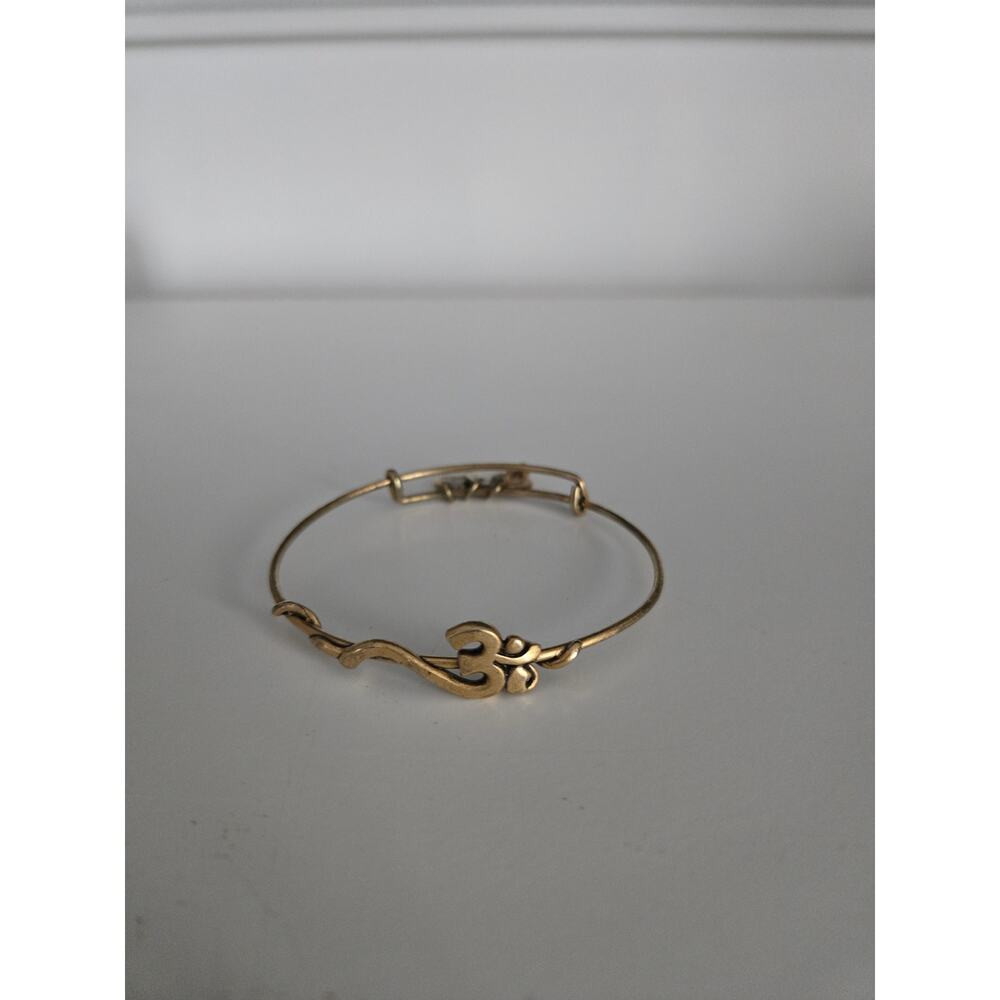 Alex and Ani Rafaelian Gold Horizontal Om Wrap Bangle Bracelet